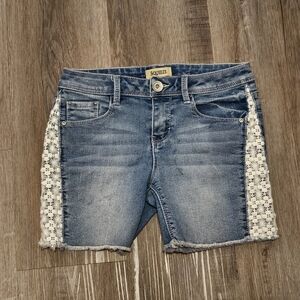 Squeeze Blue Denim Shorts with White Lace